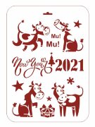 Новогодний трафарет 2021 "Коровки"