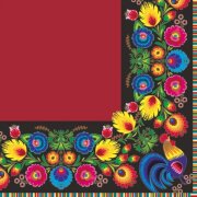 Салфетка для декупажа - бордюр с росписью и красный фон