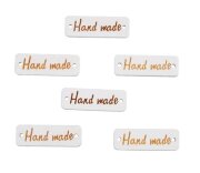 Пуговка из дерева "Hand made", белая, прямоугольная