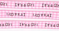  Тесьма розовая "Это девочка " / It's a girl Цена за метр, ширина 10мм. Китай