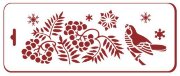 Новогодний трафарет бордюрный "Ягоды и птичка"