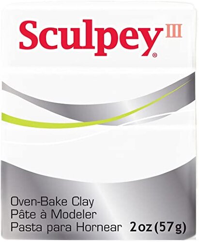 Полимерная глина Sculpey III, цвет белый 
48гр. Запекается при 130°С. Рolyform Products Company, США 
