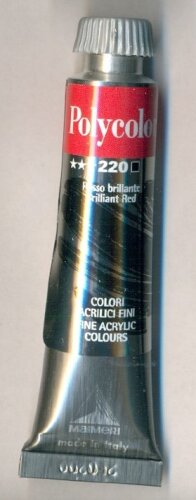 Акриловая краска Polycolor, 20 мл, красный яркий Объем 20 мл. Производство Италия (Maimeri).