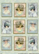 Рисовая бумага MondoDecoupage - 9 портретов дам в шляпах