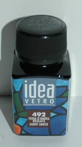 Краска для стекла IDEA Vetro №492 земля умбры жженая Объем 60 мл. Производство Италия (Maimeri). 