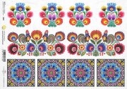 Рисовая бумага формата А4 - Фольклорные узоры с петухами