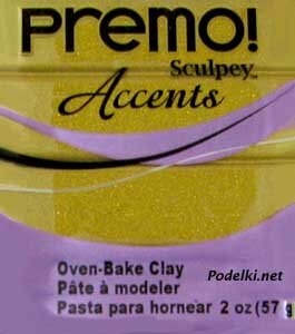 Полимерная глина Sculpey Premo Antique Gold АНТИЧНОЕ ЗОЛОТО  
 57гр. Запекается при 130°С. Рolyform Products Company, США 
