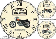 Декупажная карта  формата А4 - часы - Исторические мотоциклы - Yamaha SR500 1978