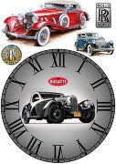 Декупажная карта  формата А4 - Часы - Bugatti