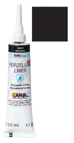Контур по керамике, стеклу и фарфору под обжиг "Porzellan Liner"- цвет черный Цена за штуку. Объем 20 мл. Производство Германия
