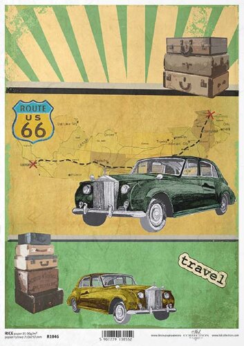 Рисовая бумага формата А4 - Трасса 66 на машине Размер A4. Польша.

 
