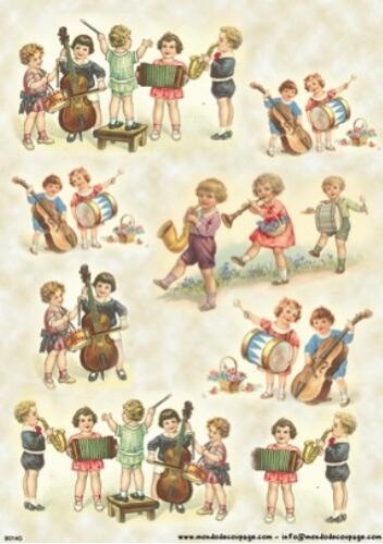 Рисовая бумага MondoDecoupage - музыкальные дети Размер 30х40см. Италия.

 