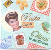 Салфетка для декупажа МАЛАЯ - Pasta на зеленом фоне